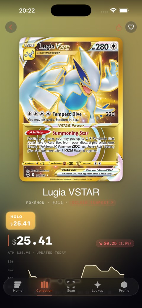 Lugia VSTAR gold secret-rare card detail